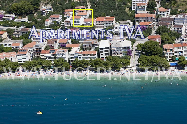 position of apartments Iva in Tučepi, aerial view