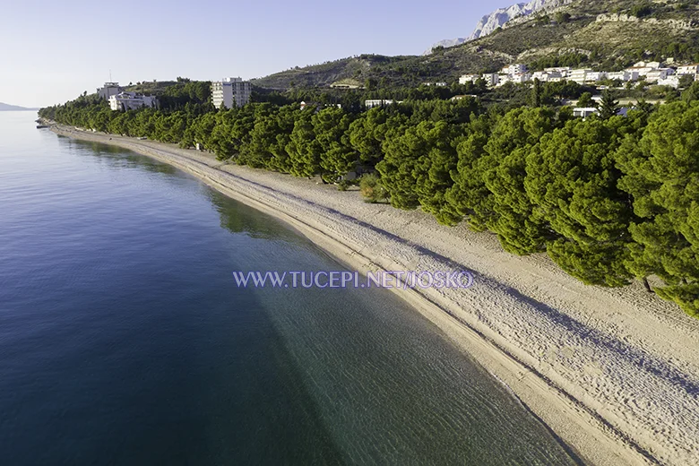 Tučepi beach Slatina - aerial panorama view