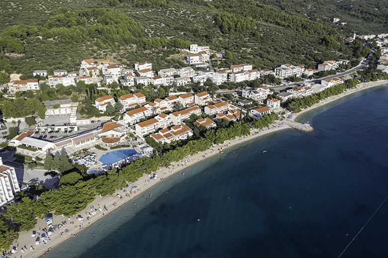 aerial view of the beach in Tučepi